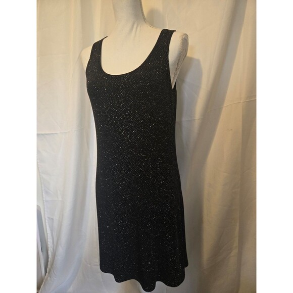 90s Dress Sparkle Midi Party Vintage Black Medium - Picture 2 of 6